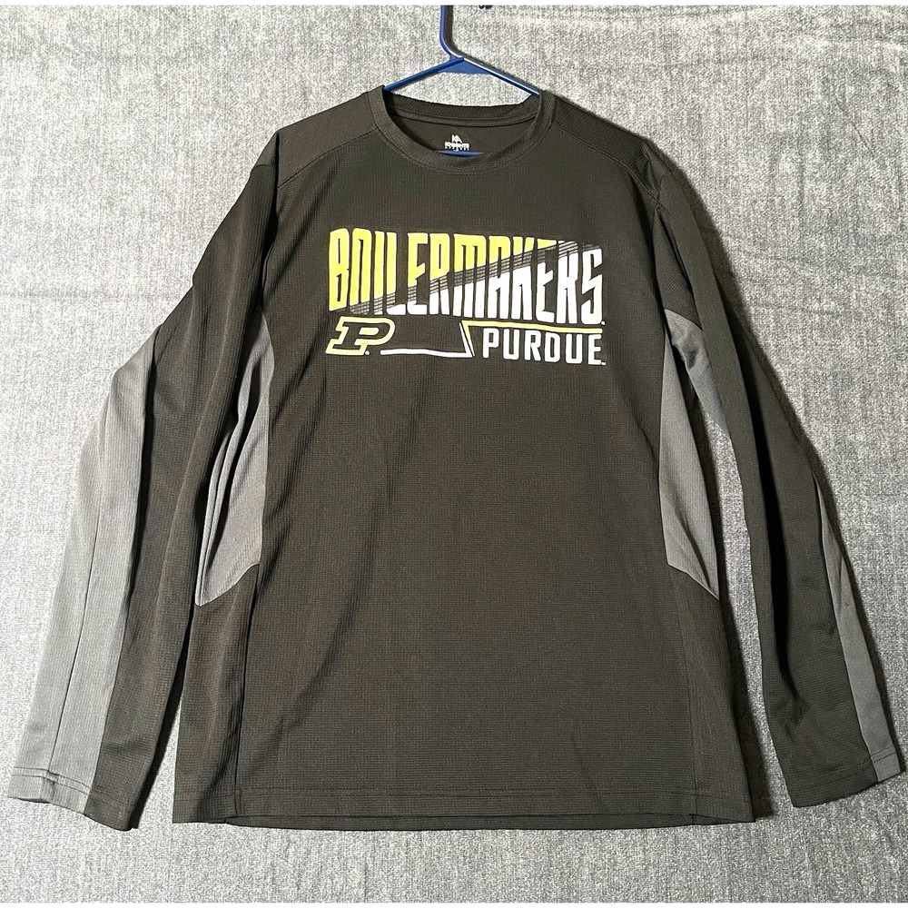 Knights Apparel Purdue Boilermakers Long Sleeve Shirt Mens L Black Gray